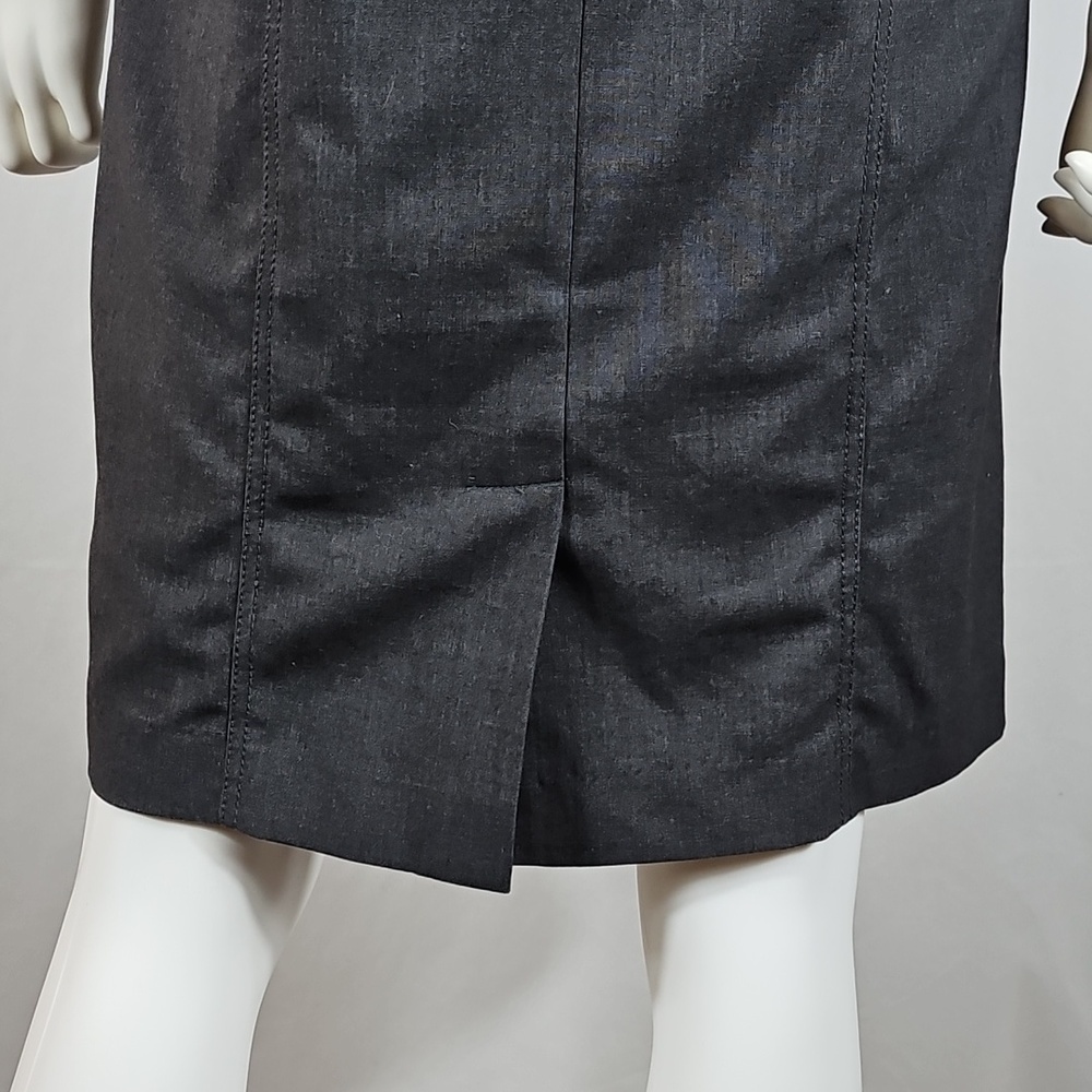 Calvin Klein Charcoal Grey Flutter Ruffle Sleeve Knee Length Sheath Dress - Picture 9 of 16